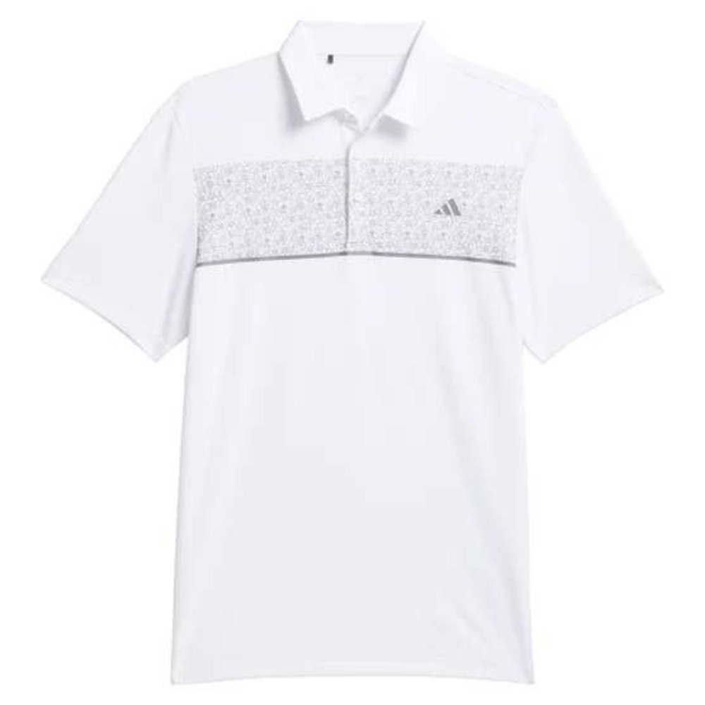 ADIDAS Performance Polo Shirt Mens‎ XL White Gray Floral Flowers Stretch Top NWT